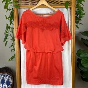 VIX PAULA HERMANNY‎ ORANGE RED LACE DETAIL COVERUP​​​​​